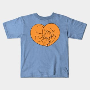 Cute Ginger Orange Cat Heart Kids T-Shirt